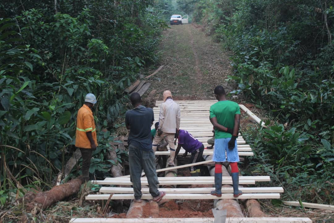 Équipe FECo échangeant avec des membres d'une communauté locale en bordure de forêt
